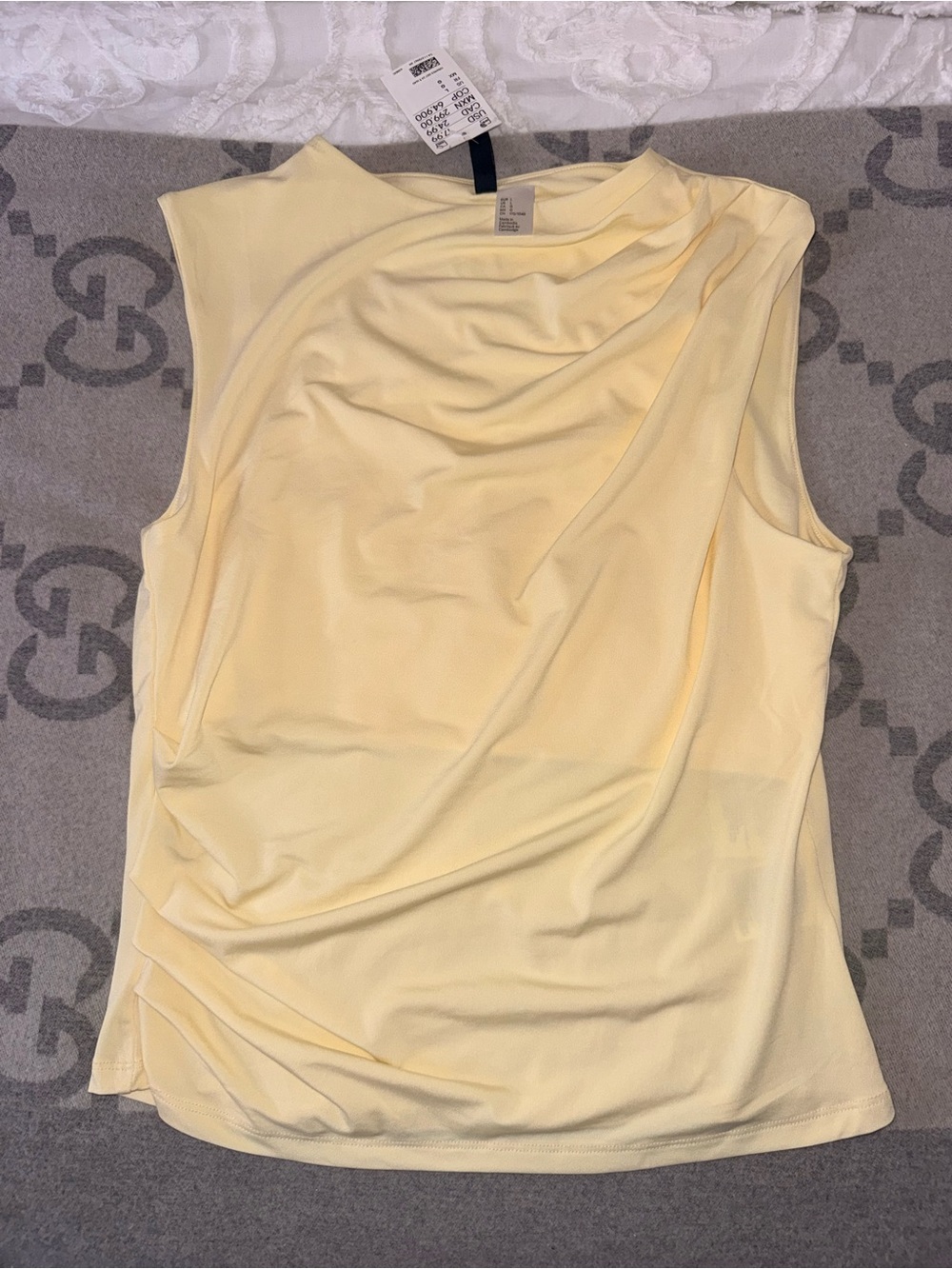 NWT H&M Sleeveless Draped Top Butter Yellow